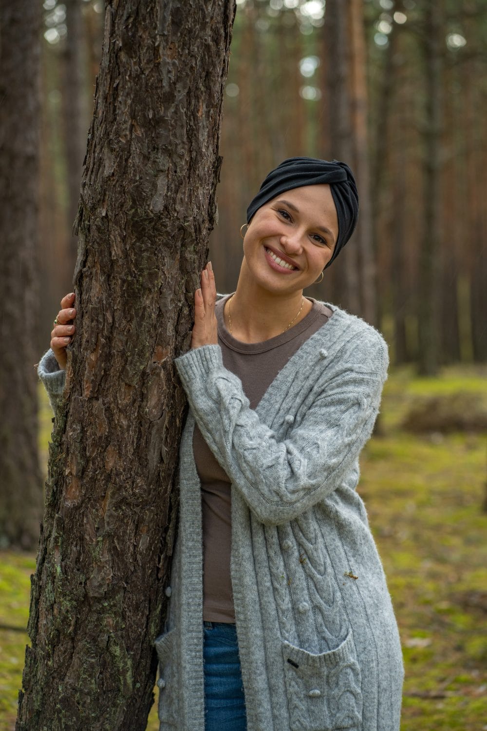 Turban na vlasy a turban na hlavu Classic Black z jemného bambusového vlákna