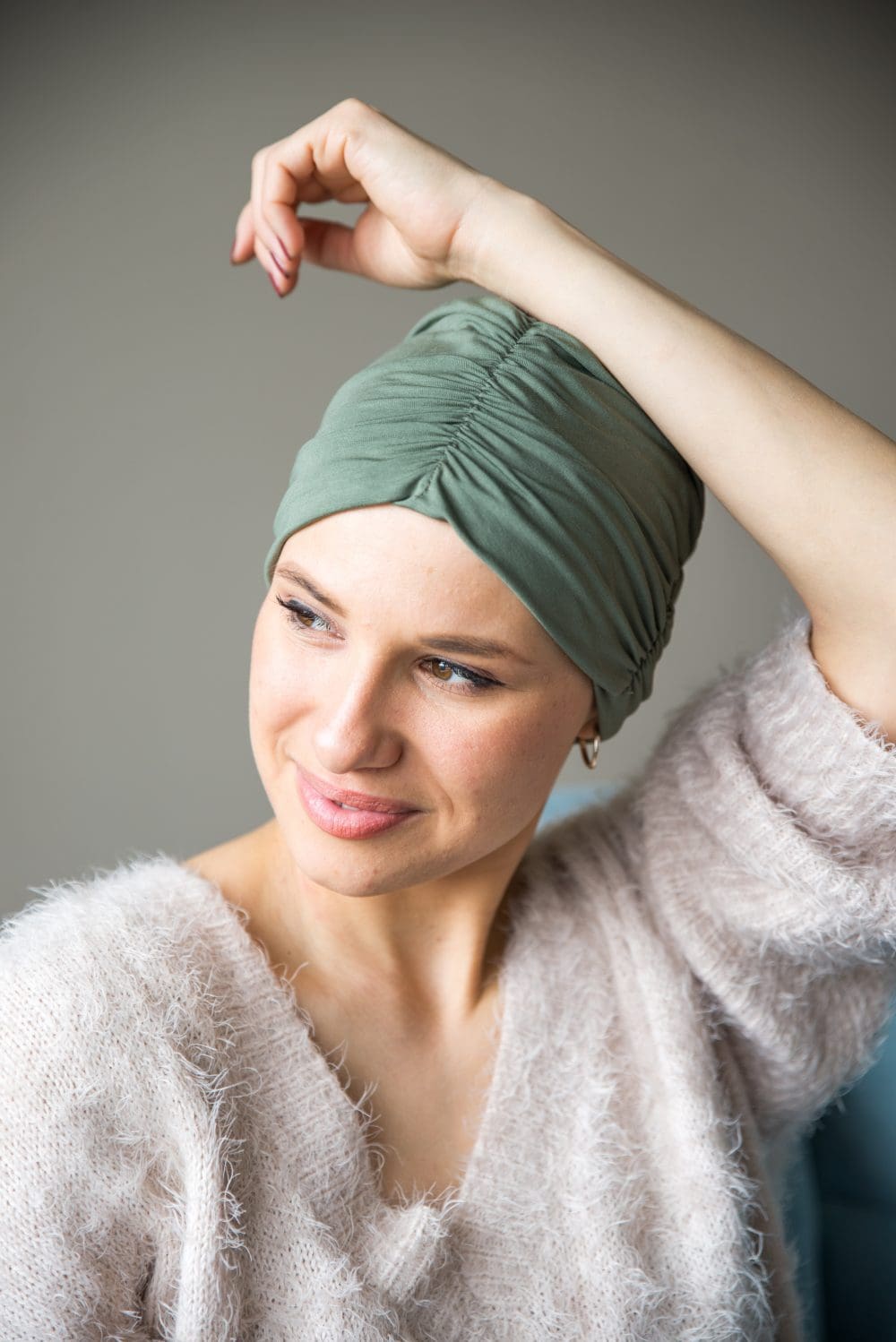 Turban na hlavu a vlasy Selena Olive z jemného bambusového vlákna