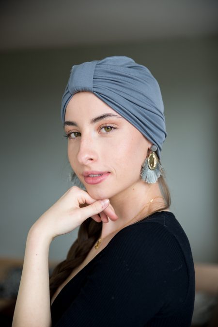 Turban na hlavu a vlasy Basic Gray z jemného bambusového vlákna