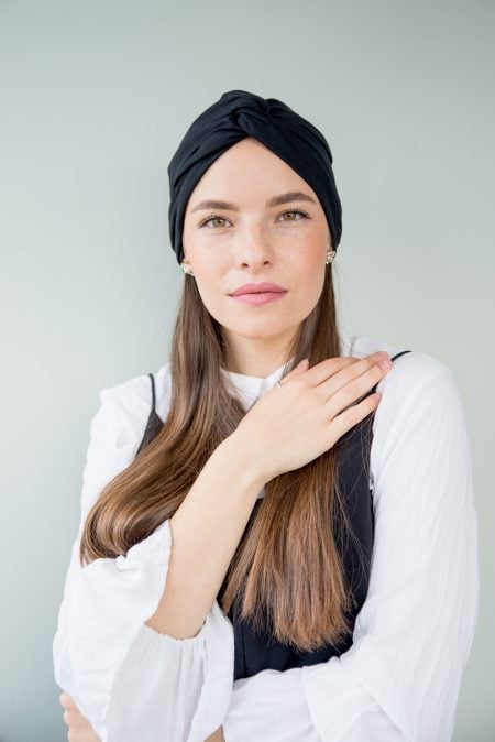 Turban na vlasy a turban na hlavu Classic Black z jemného bambusového vlákna