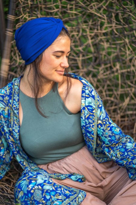 Turban na vlasy a turban na hlavu Classic Lapis z jemného bambusového vlákna