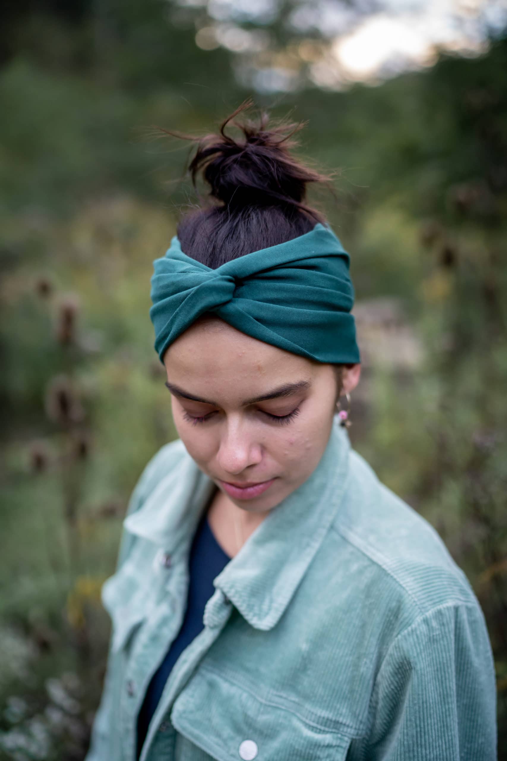 Bambusová látková čelenka Classic Emerald Green – Čelenky na hlavu pre každé ročné obdobie